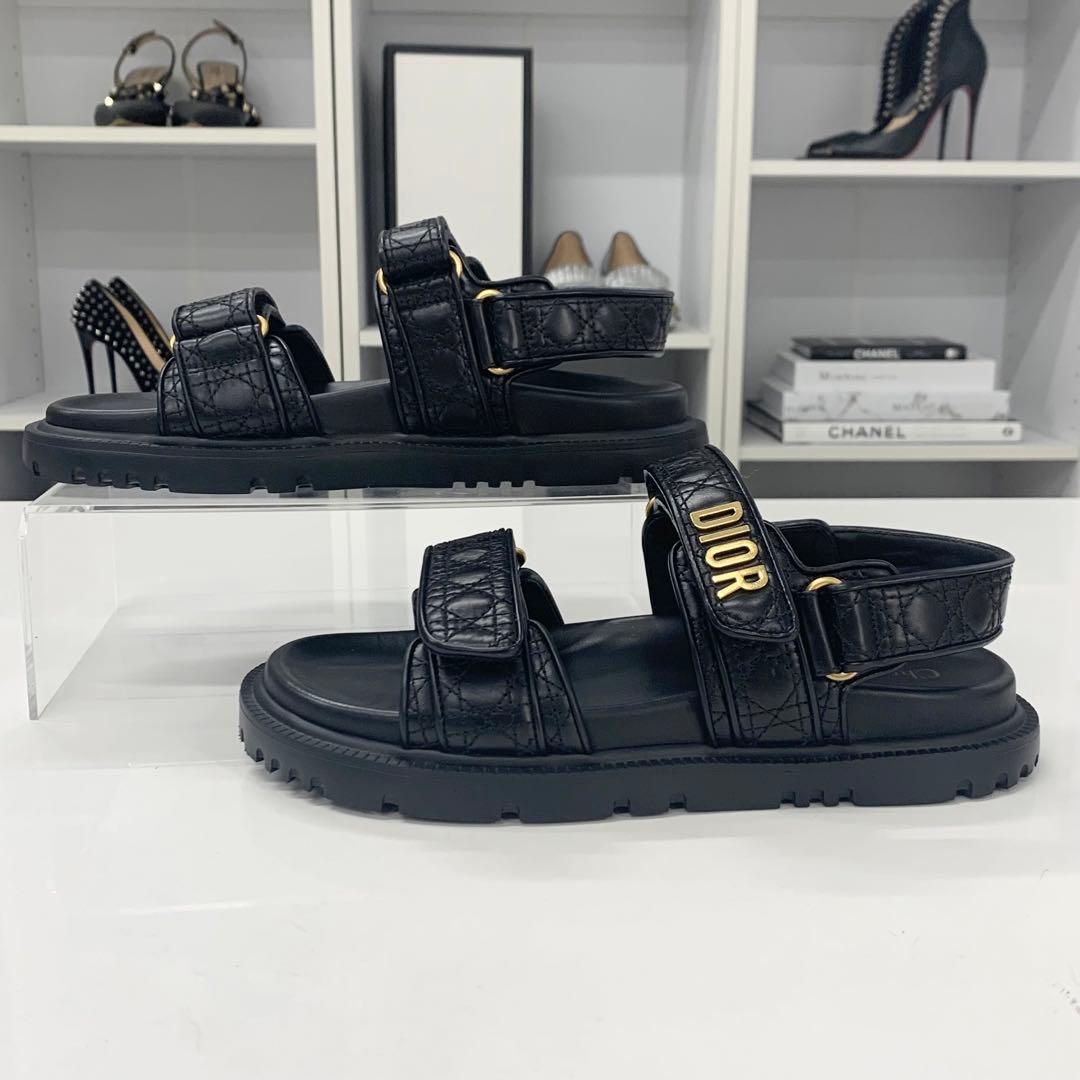 Dior Act Calfskin Logo Cannage Sandals — view 3