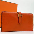 Hermes 2009: Bearn Classic Chevre Orange Leather Wallet