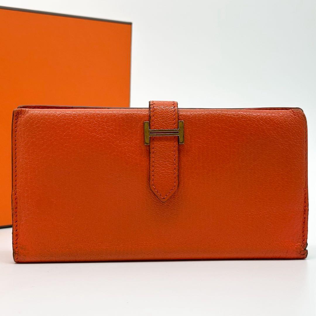 Hermes 2009: Bearn Classic Chevre Orange Leather Wallet — view 2
