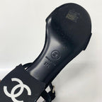 Chanel CC Logo Rhinestone Suede Strap Sandals Black — view 9