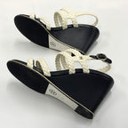Chanel Lambskin Coco Mark Braided Wedge Sole Sandals White — view 7