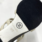 Chanel Lambskin Coco Mark Braided Wedge Sole Sandals White — view 9