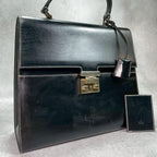 Gucci Handbag Black Leather Gold