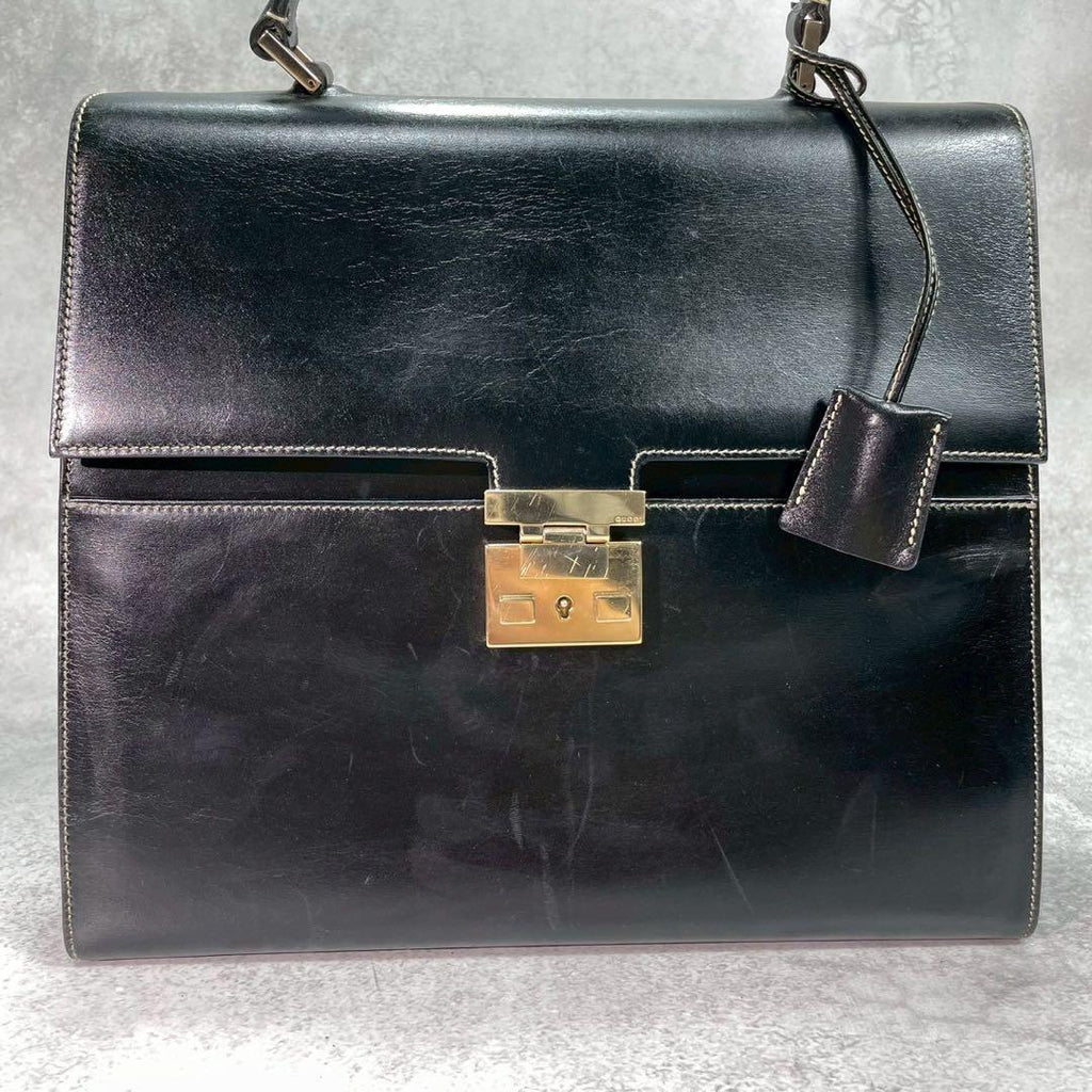 Gucci Handbag Black Leather Gold — view 2