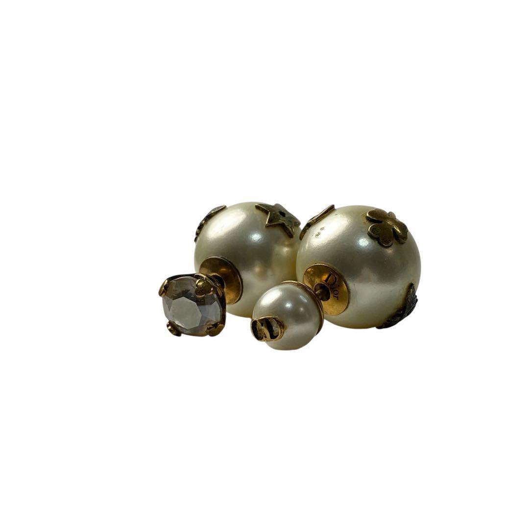Dior Tribal Earrings Faux Pearl Bee Logo
