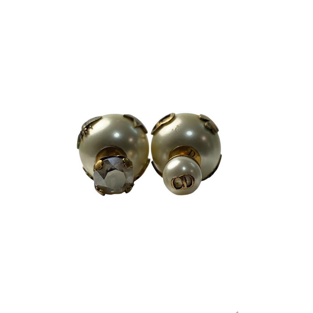 Dior Tribal Earrings Faux Pearl Bee Logo
