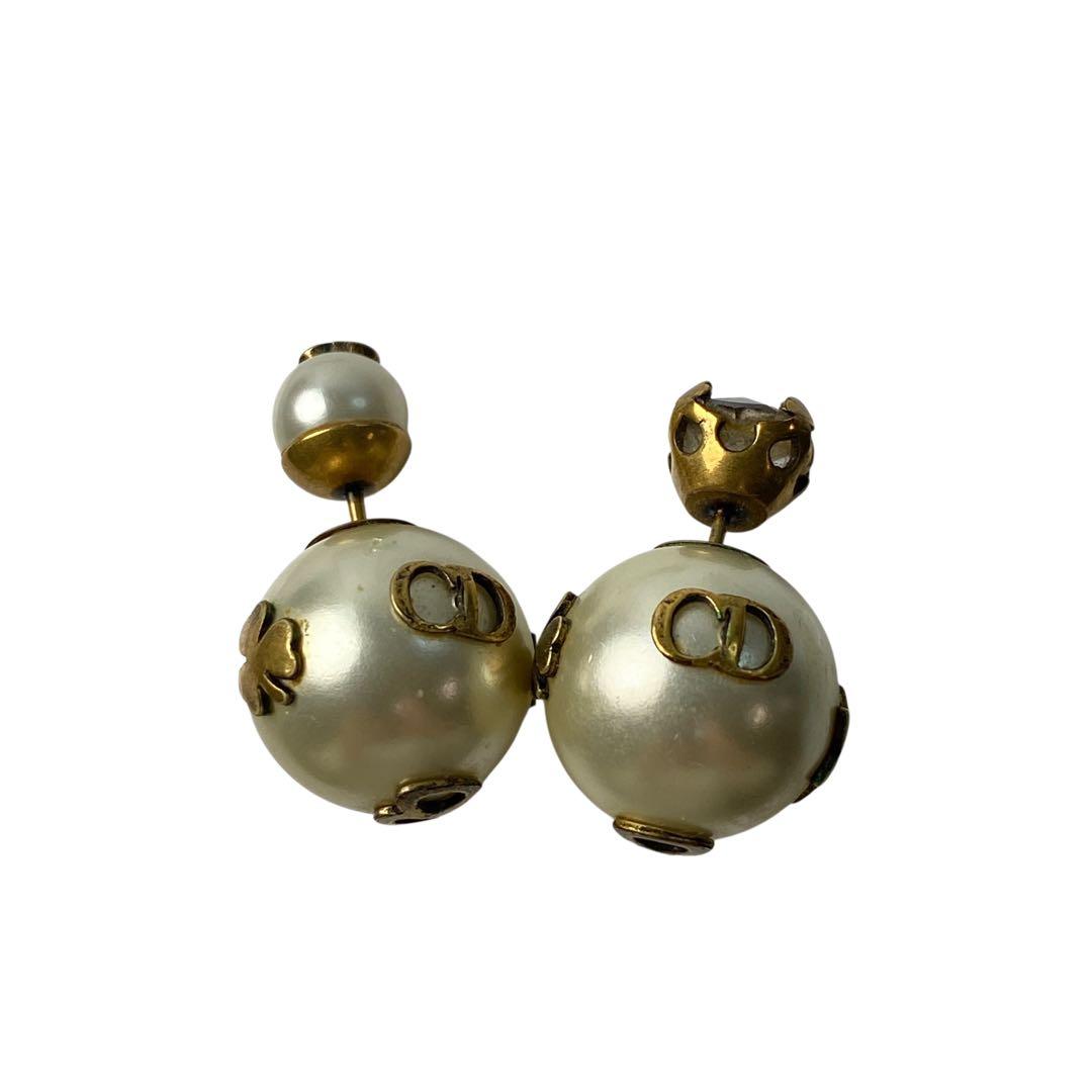 Dior Tribal Earrings Faux Pearl Bee Logo