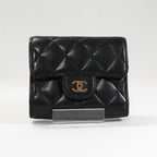 Chanel Quilted CC Logo Trifold Wallet Lambskin