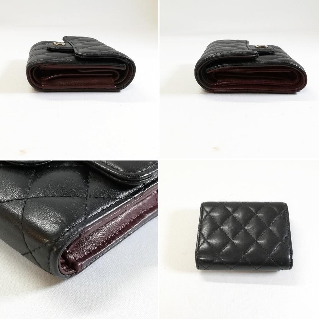 Chanel Quilted CC Logo Trifold Wallet Lambskin — view 3