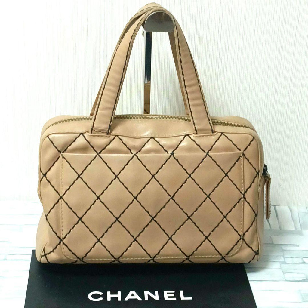 Chanel Wild Stitch Handbag Calfskin Beige