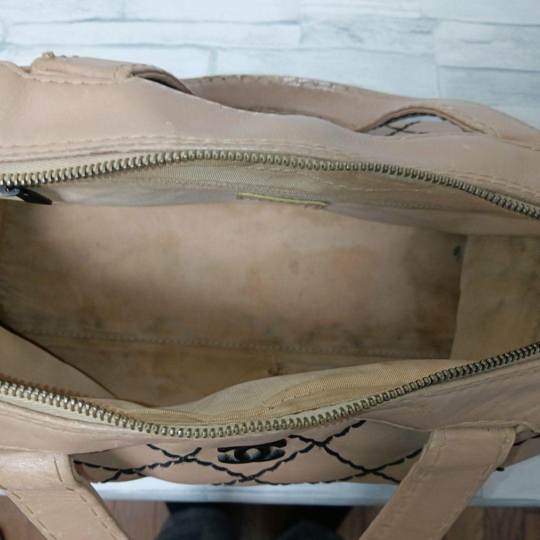Chanel Wild Stitch Handbag Calfskin Beige