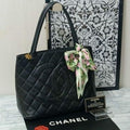 Chanel Quilted Reissue Tote Handbag Caviar Leather Black