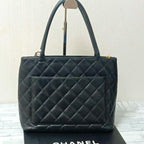 Chanel Quilted Reissue Tote Handbag Caviar Leather Black — view 2