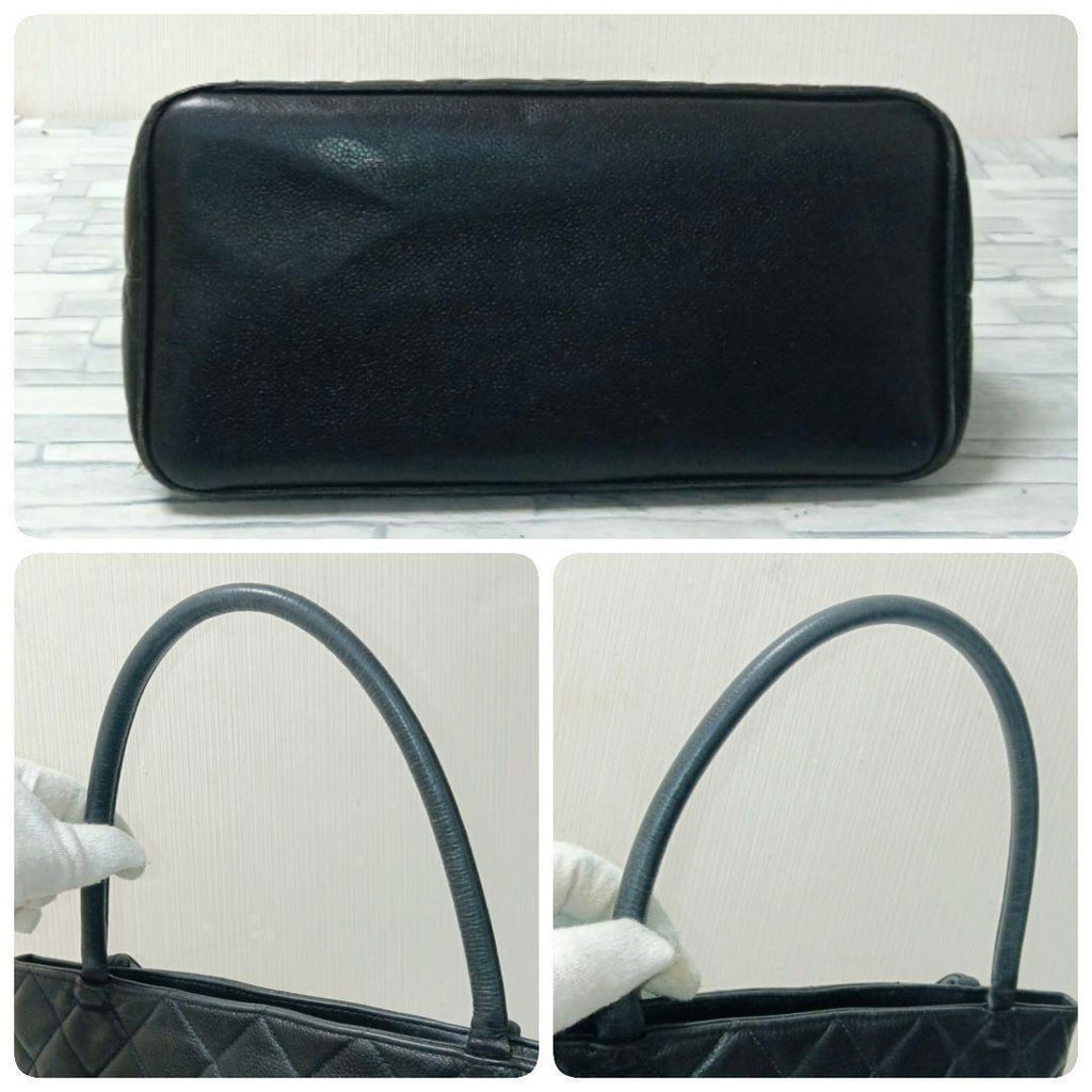 Chanel Quilted Reissue Tote Handbag Caviar Leather Black — view 5