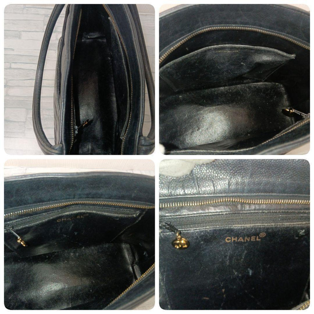 Chanel Quilted Reissue Tote Handbag Caviar Leather Black — view 7