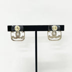 Chanel Earrings CC Logo Rhinestone Square Gold — view 8