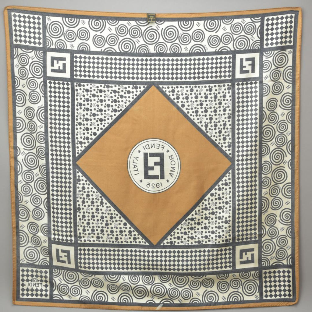 Fendi Zucca Scarf 90 Silk Brown Black — view 2