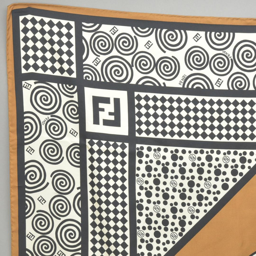 Fendi Zucca Scarf 90 Silk Brown Black — view 3