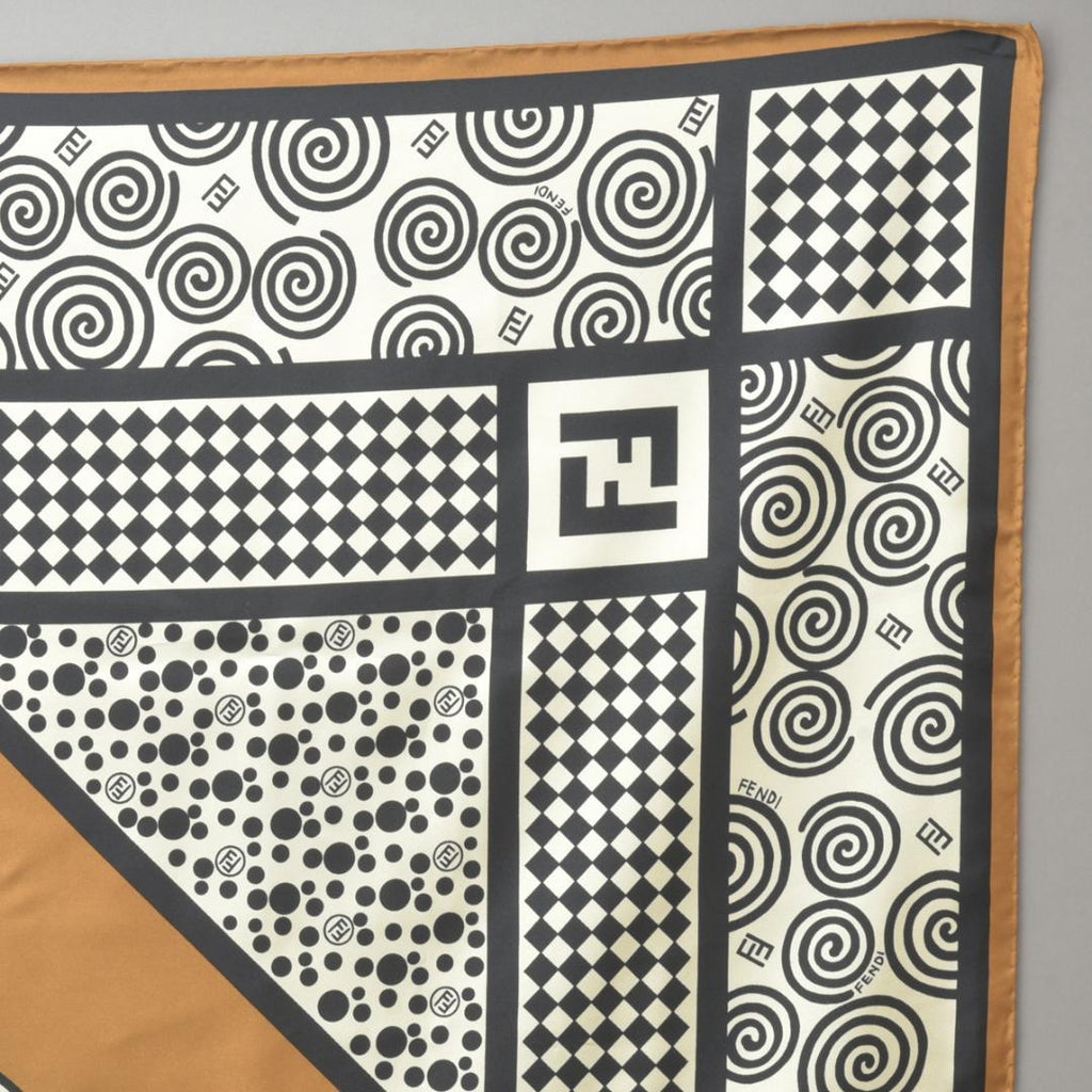 Fendi Zucca Scarf 90 Silk Brown Black — view 4