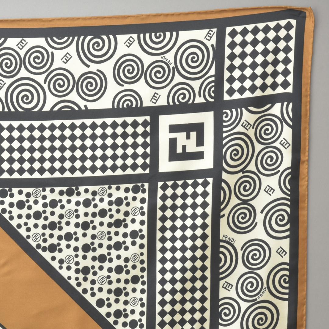 Fendi Zucca Scarf 90 Silk Brown Black — view 4