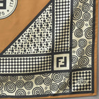 Fendi Zucca Scarf 90 Silk Brown Black — view 6