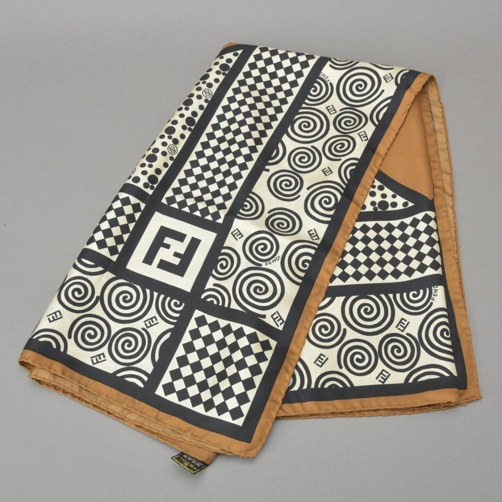 Fendi Zucca Scarf 90 Silk Brown Black — view 8