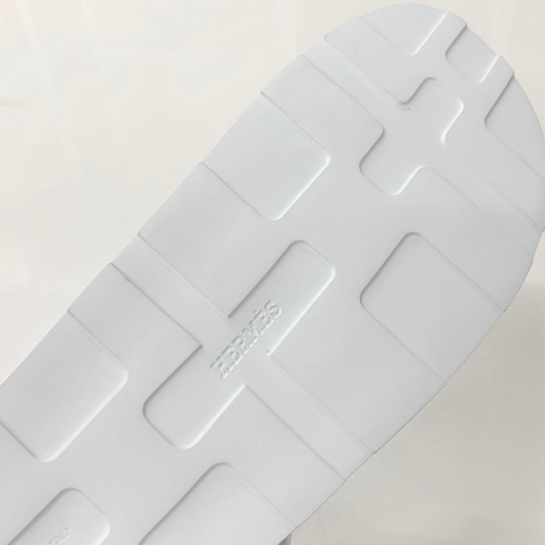Hermes Enid Leather Velcro Strap Sandals White — view 8