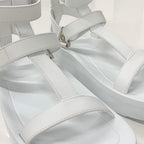Hermes Enid Leather Velcro Strap Sandals White — view 9