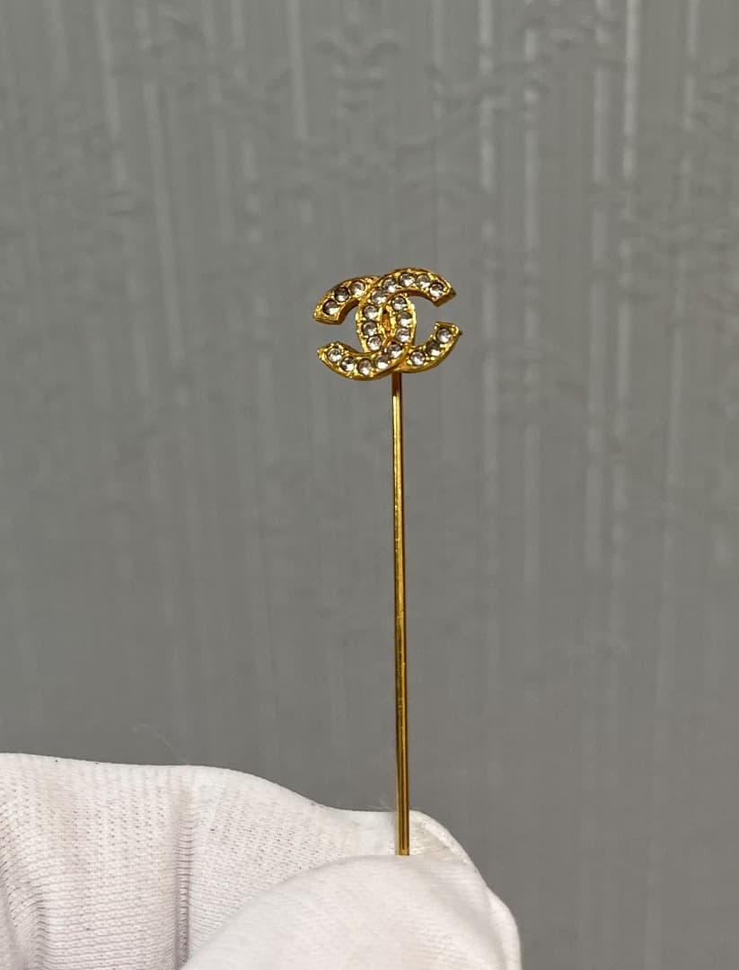 Chanel Grade CC Logo Rhinestone Pin Brooch — view 6