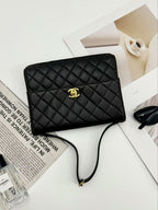 Chanel Quilted 25 Shoulder Bag Black Gold