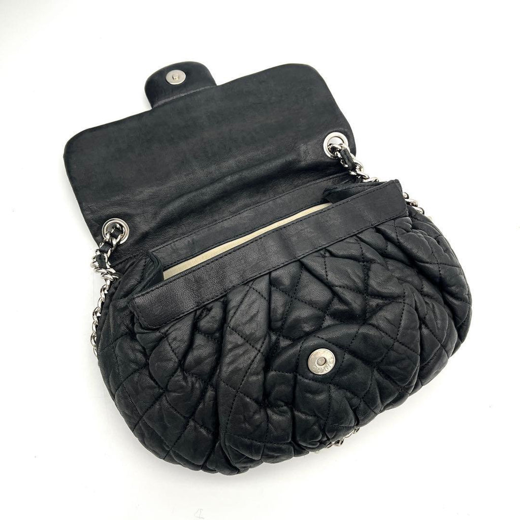 Chanel Quilted Chain Shoulder Bag Lambskin Black Leather