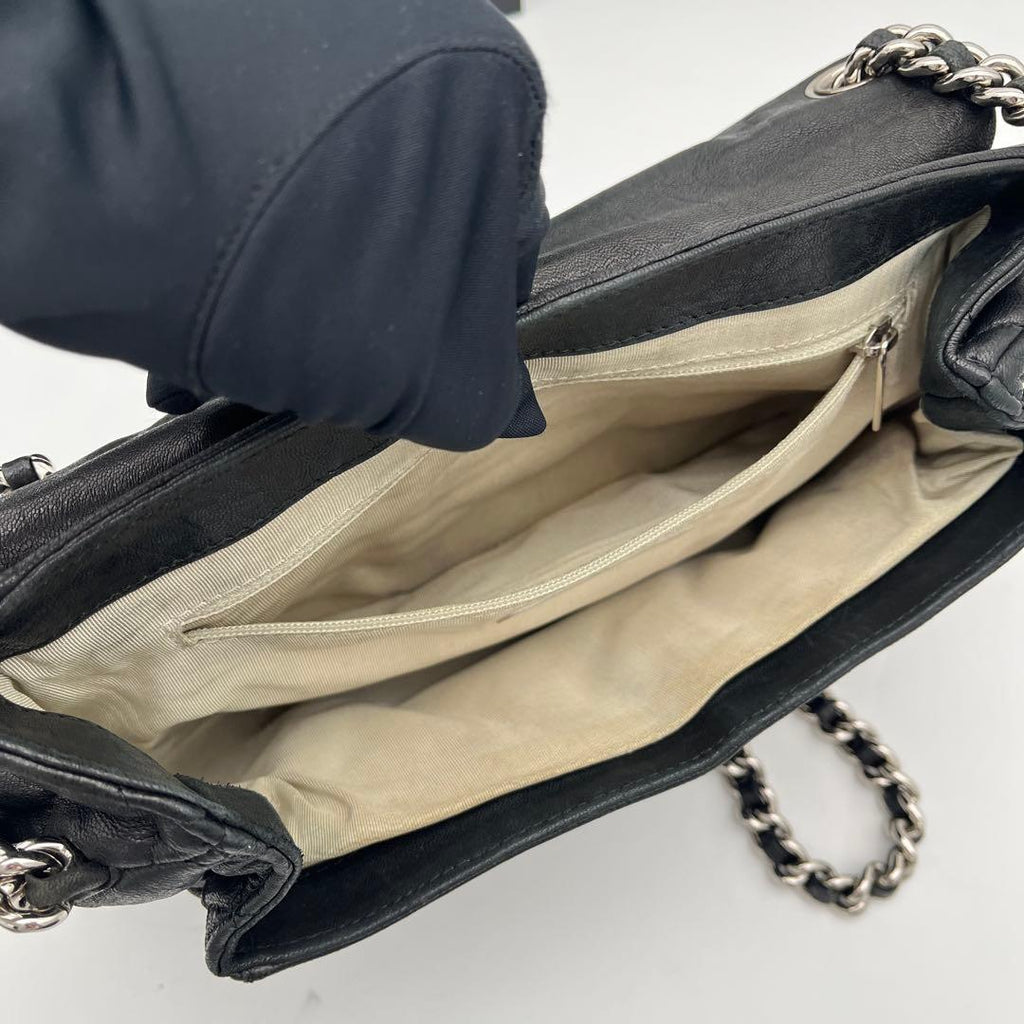 Chanel Quilted Chain Shoulder Bag Lambskin Black Leather