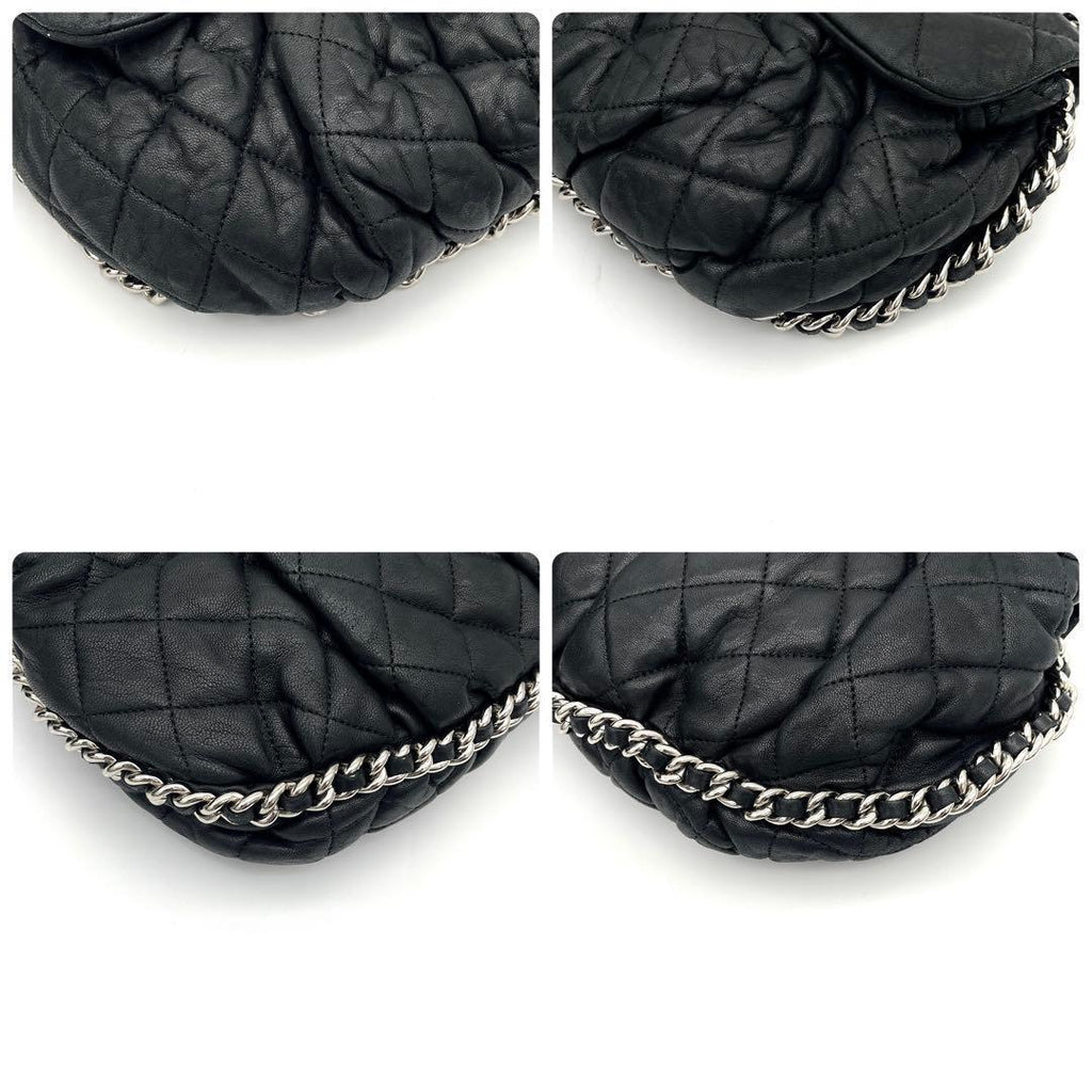 Chanel Quilted Chain Shoulder Bag Lambskin Black Leather
