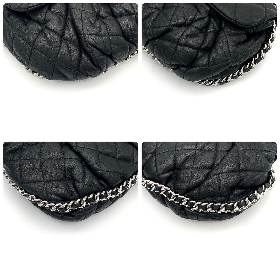 Chanel Quilted Chain Shoulder Bag Lambskin Black Leather
