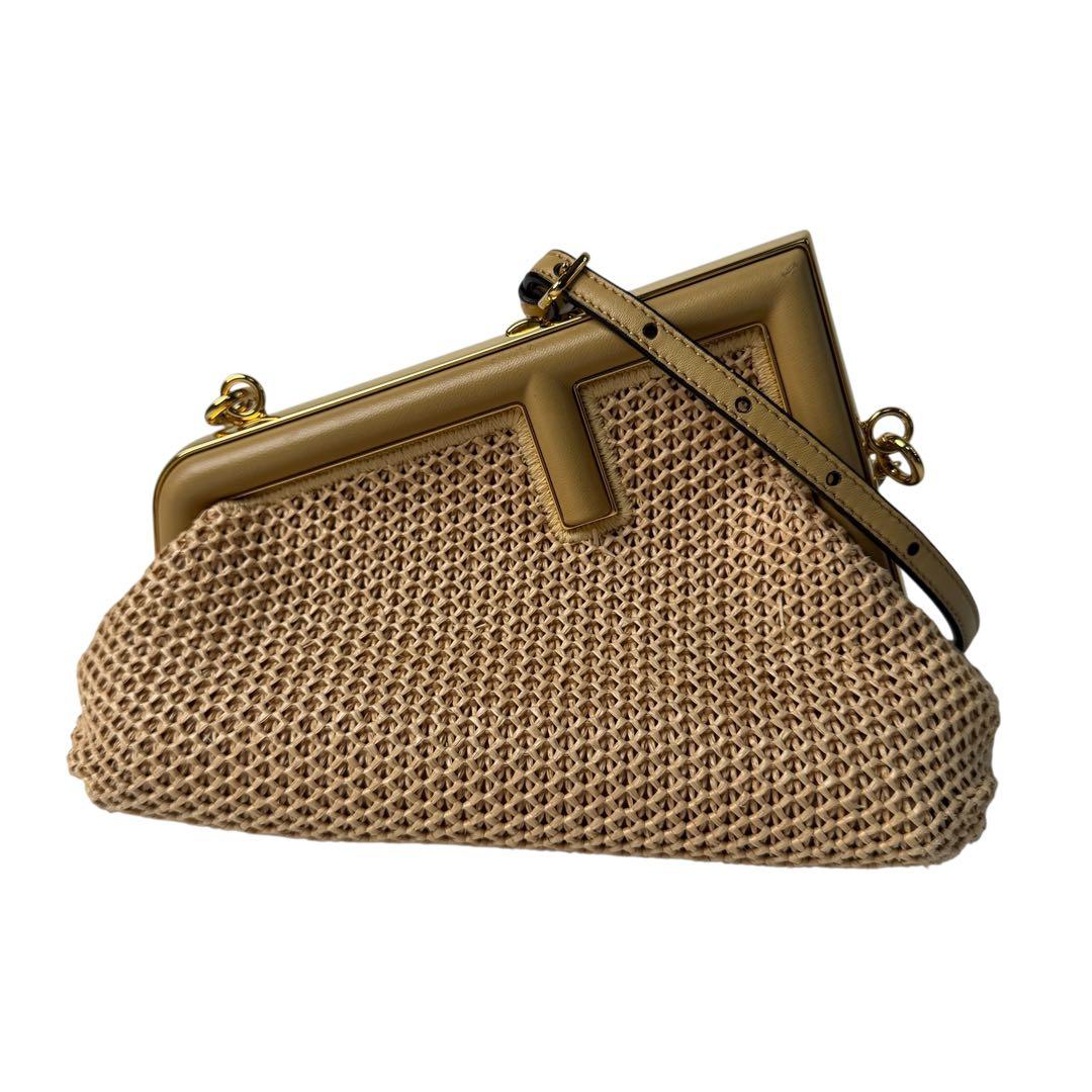 Fendi Fast Small Clutch 2-Way Raffia