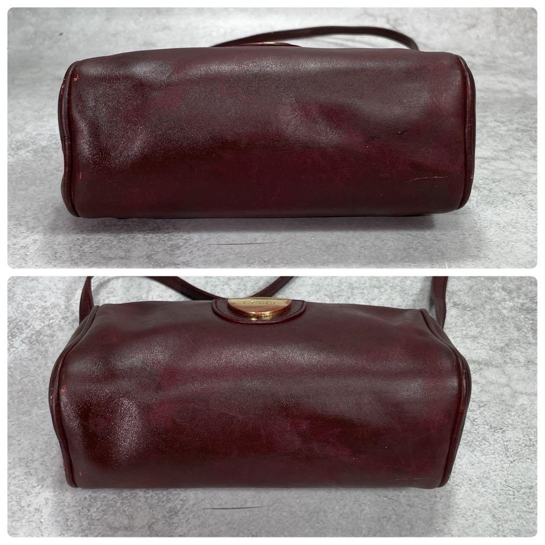Gucci Shoulder Bag Bordeaux Leather Logo Gold — view 7