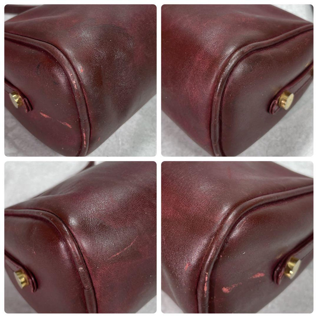 Gucci Shoulder Bag Bordeaux Leather Logo Gold — view 8