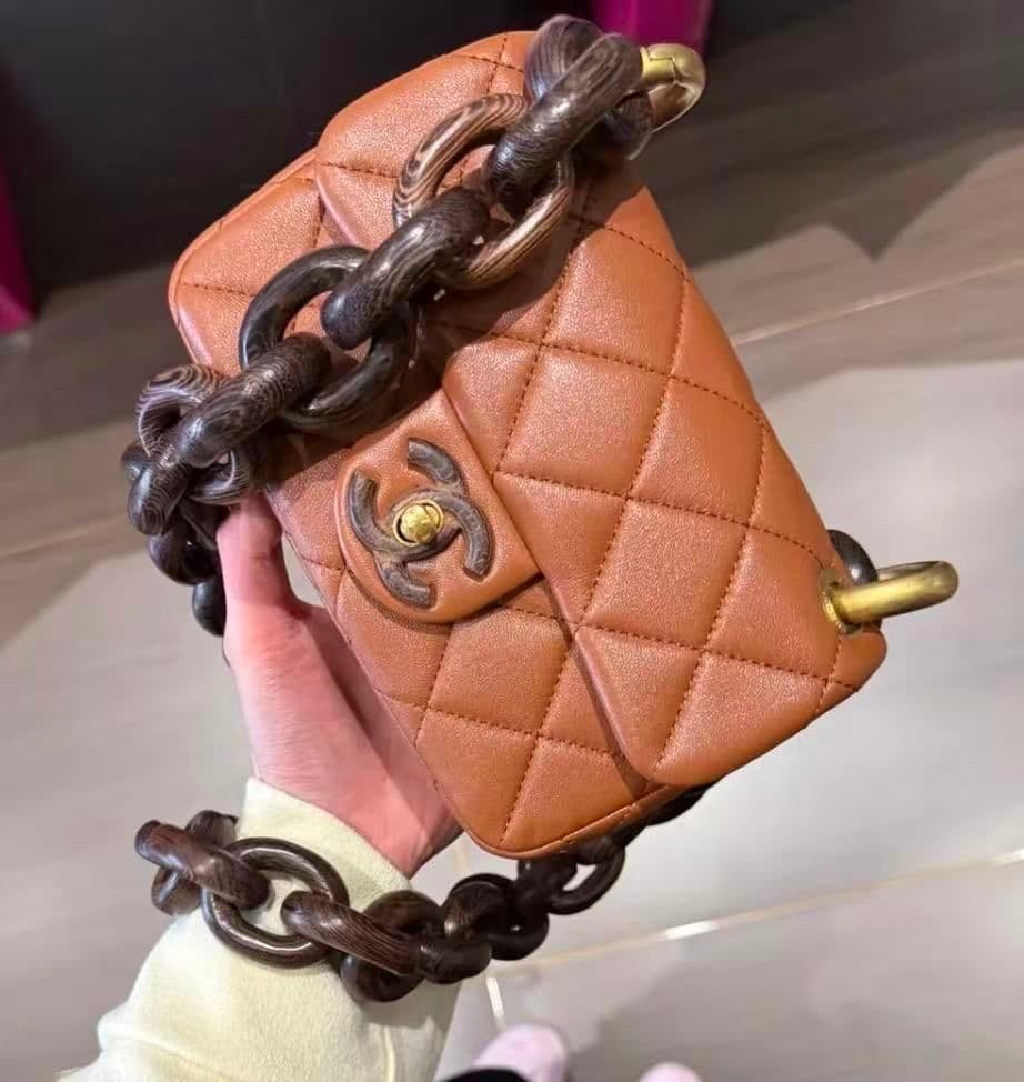 Chanel Lambskin Wood Chain Flap Bag — view 4