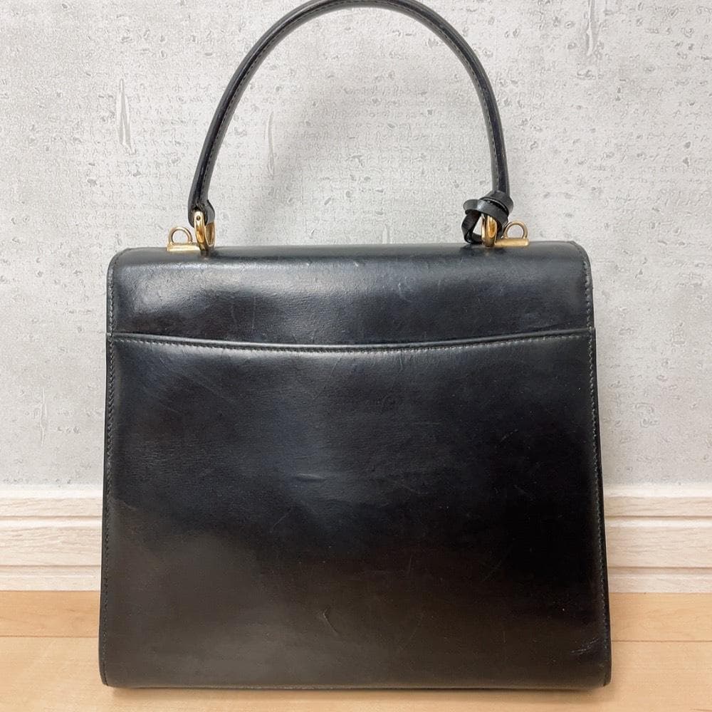 Gucci Ladylock Vintage Leather Black Handbag Gold — view 2