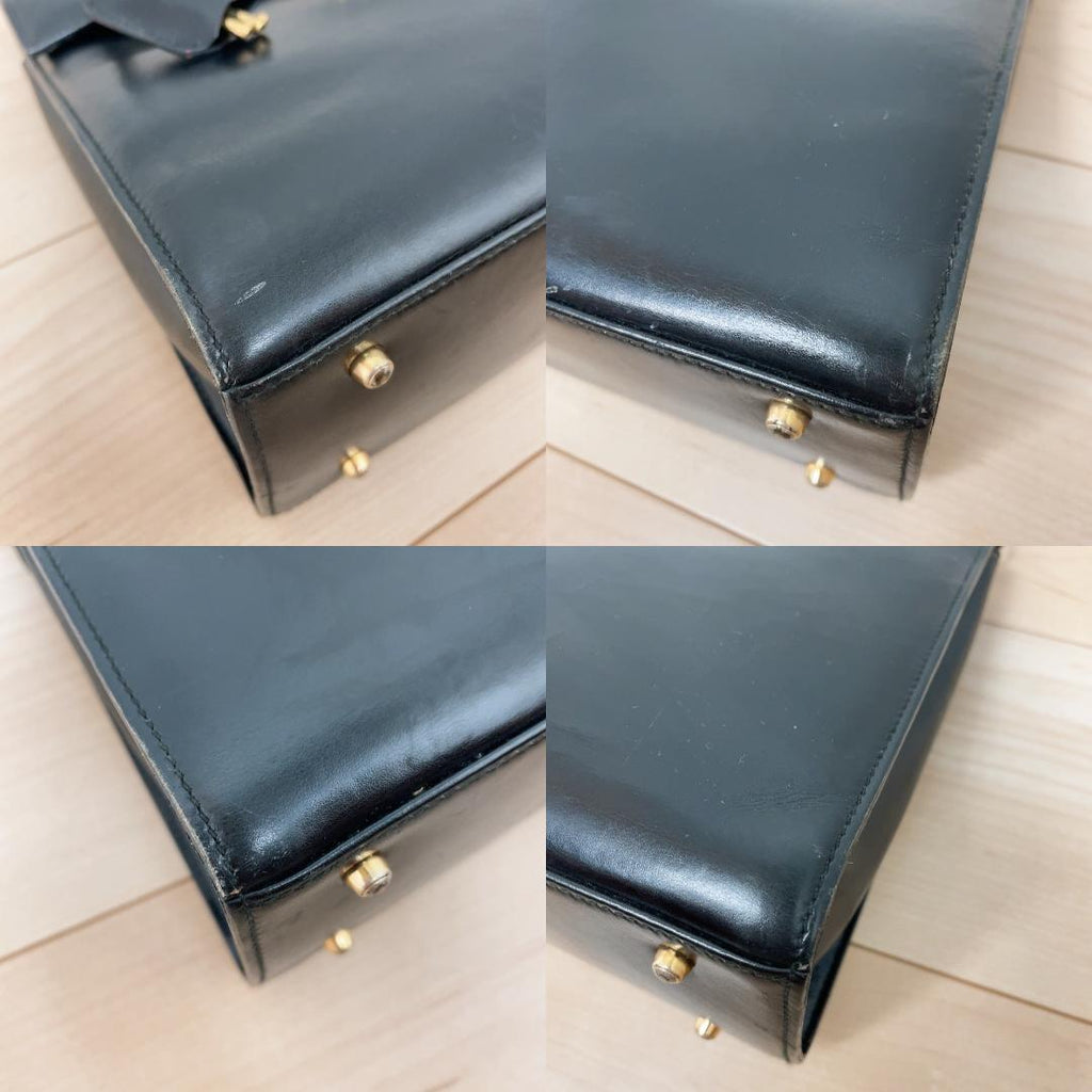 Gucci Ladylock Vintage Leather Black Handbag Gold — view 5