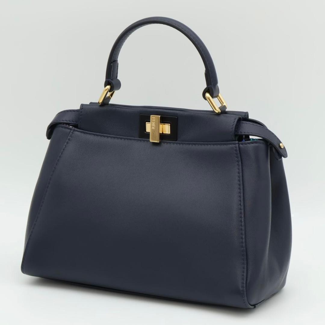 Fendi Mini Peekaboo Handbag Dark Blue