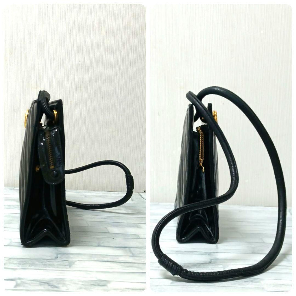 Chanel Stitch Shoulder Bag Enamel CC Logo Black — view 4