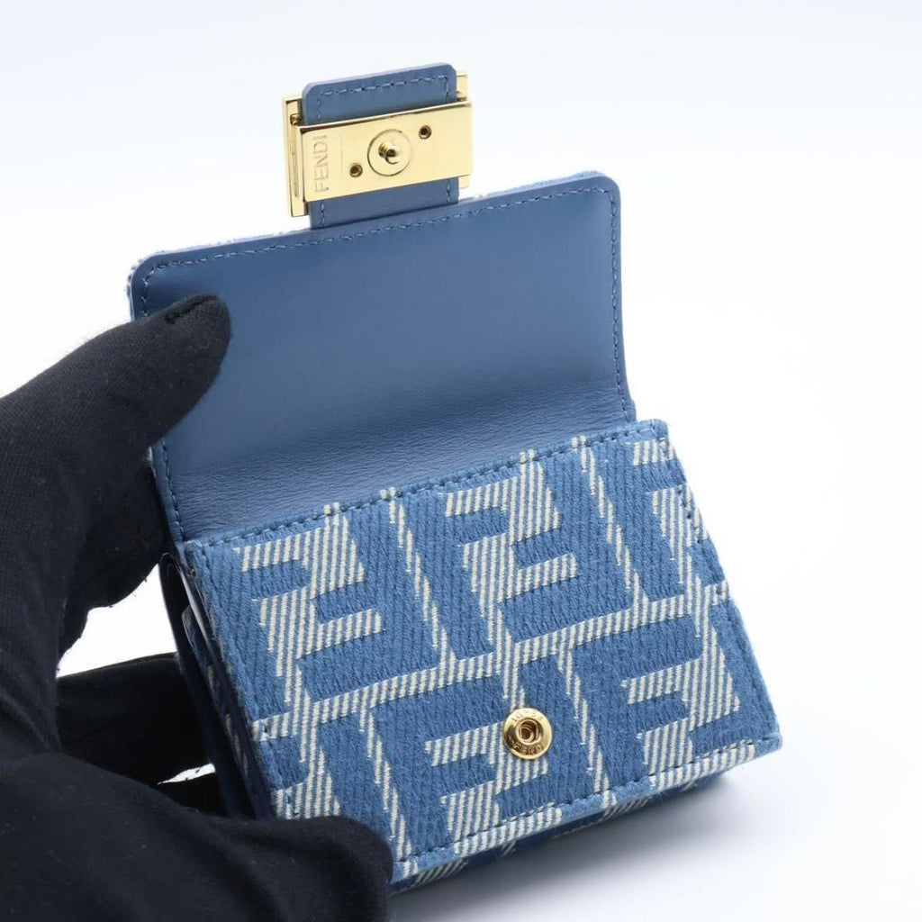 Fendi Baguette Micro Trifold Wallet Blue — view 2