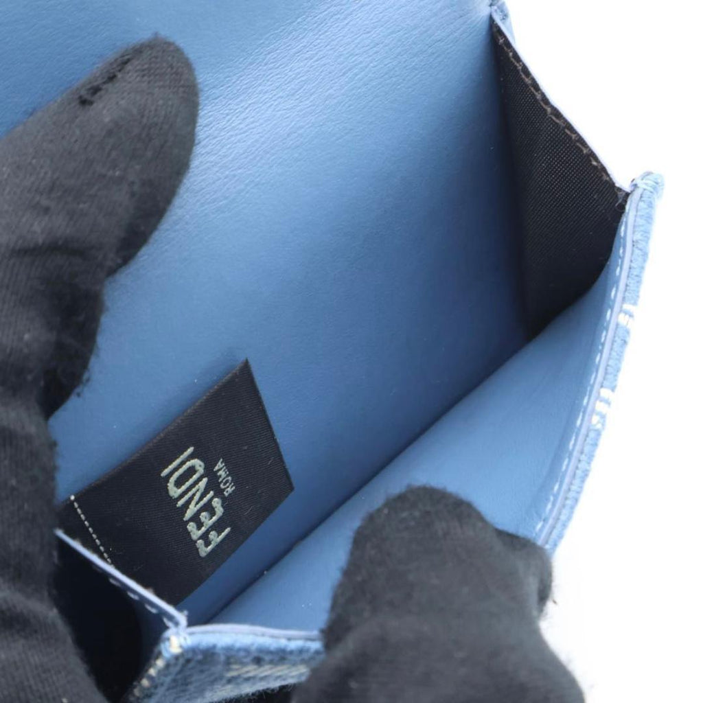 Fendi Baguette Micro Trifold Wallet Blue — view 3