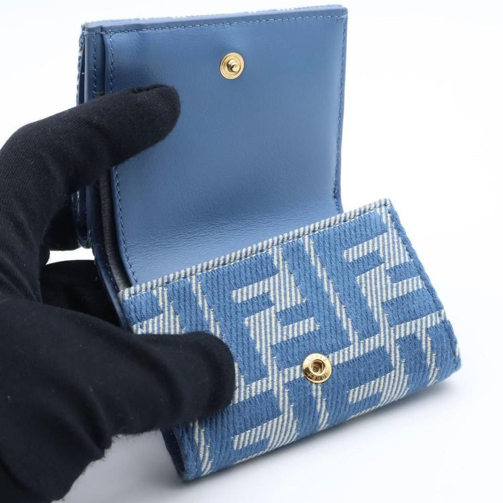 Fendi Baguette Micro Trifold Wallet Blue — view 4