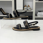 Chanel CC Logo Quilted Chain Leather Cork Sandals — view 3