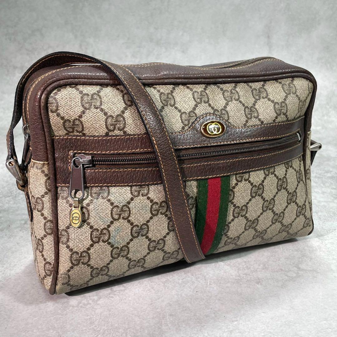 Gucci GG Sherry Line Shoulder Bag Brown Logo