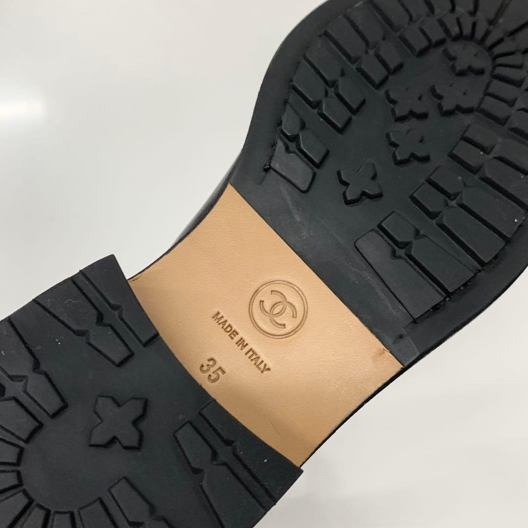 Chanel Quilted Coco Mark Leather Lace Up Short Boots — view 9