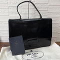 Prada Leather Logo Hand Business Bag Black