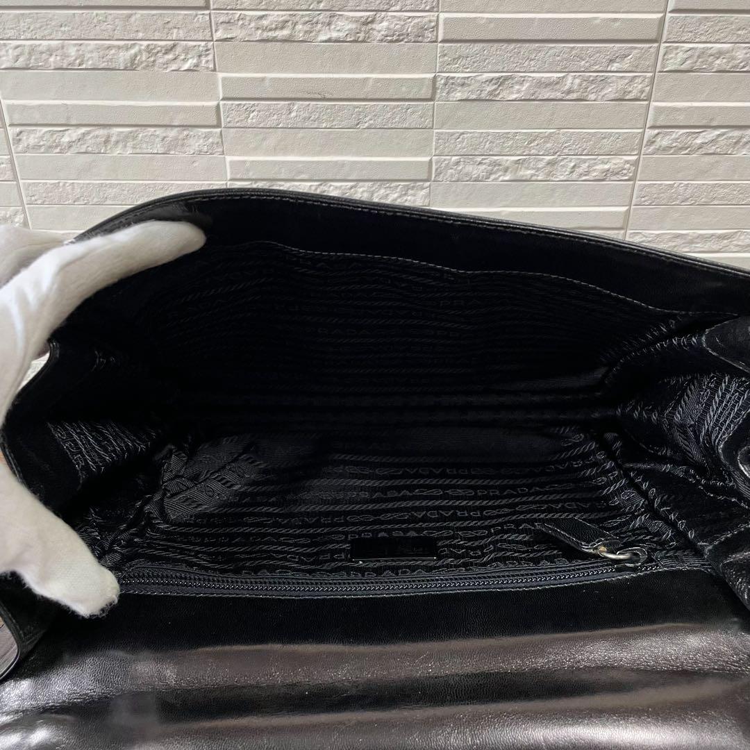 Prada Leather Logo Hand Business Bag Black — view 7